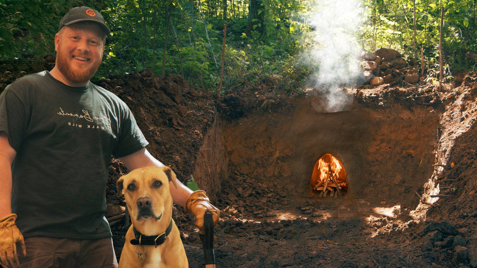 Bushcraft Dugout Shelter - Clay Fireplace