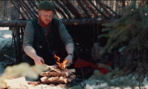 Solo Bushcraft Winter Camping Natural Shelter ASMR No Talking 01