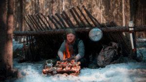 Solo Bushcraft Winter Camp Natural Shelter ASMR No Talking